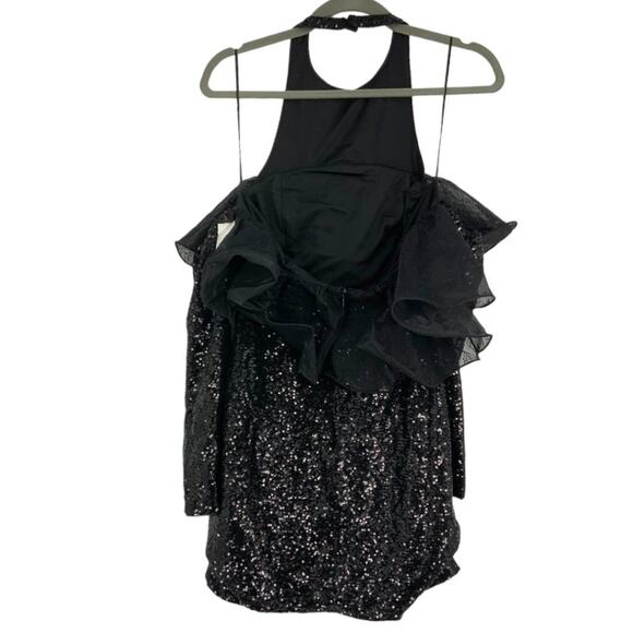 ASOS LUXE Halter Neck Wire Lace Organza Mini Dress Black Sequin Size 8 NWOT $135 - Picture 9 of 9